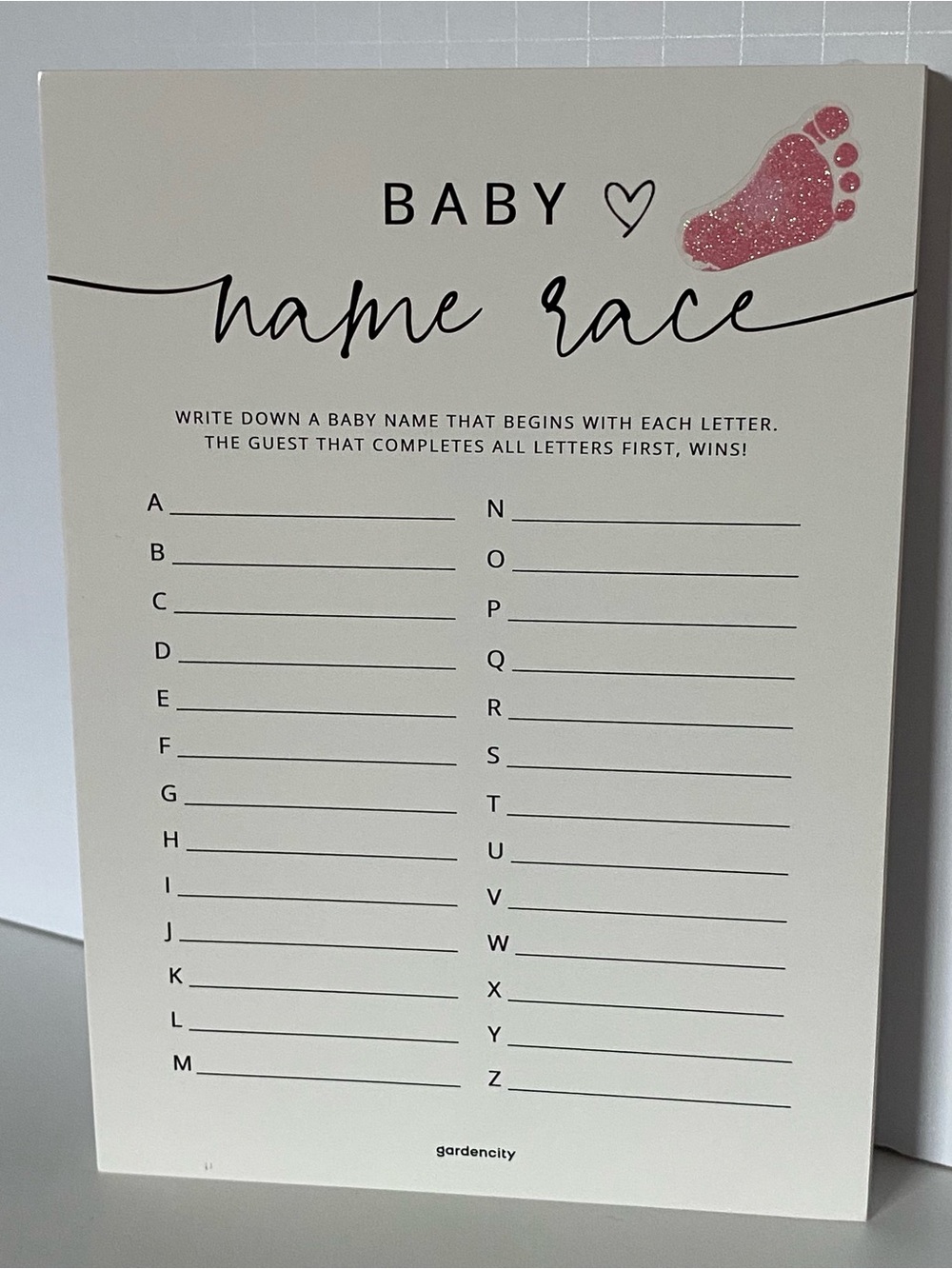 Baby Shower Game Baby Name Race 28 cards Total Girls Pink Hands feet 5” X 7”